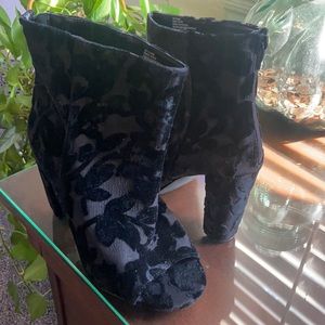 Suede Burnout Peeptoe Booties